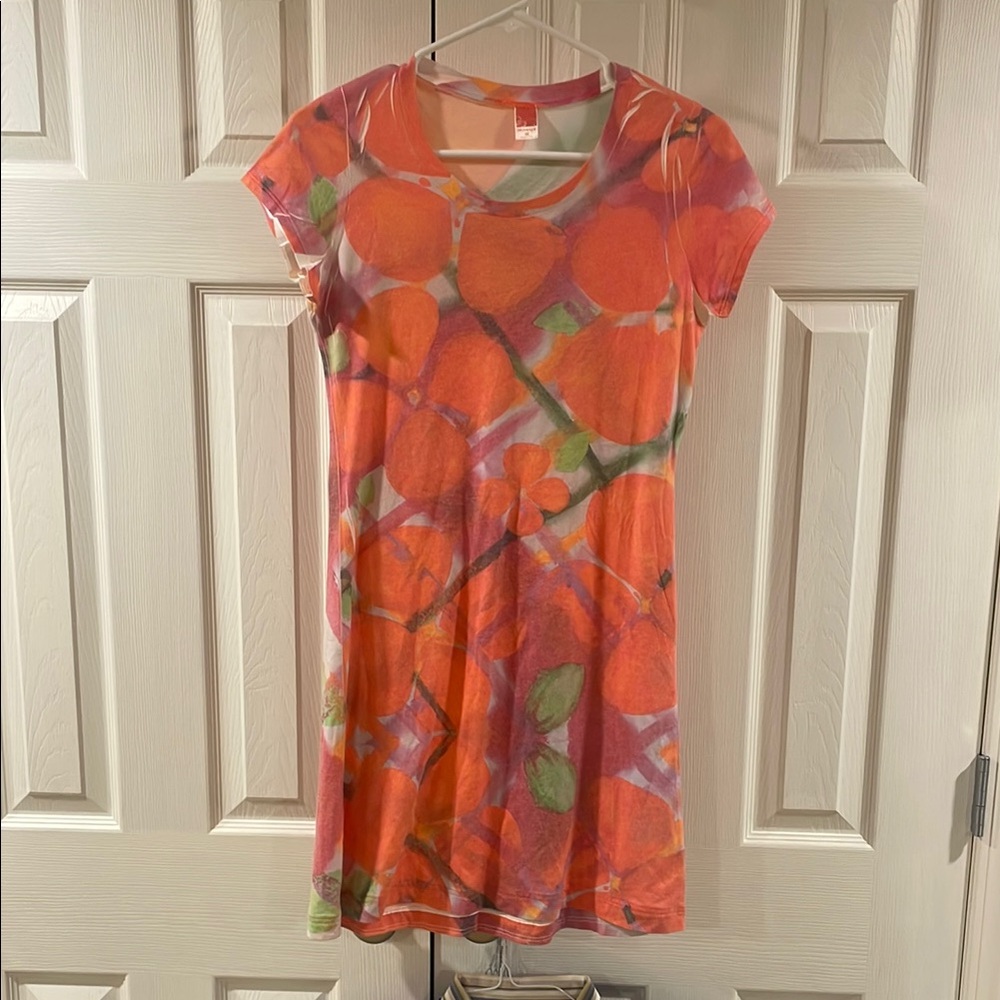 Orange and Green Graphic Dress